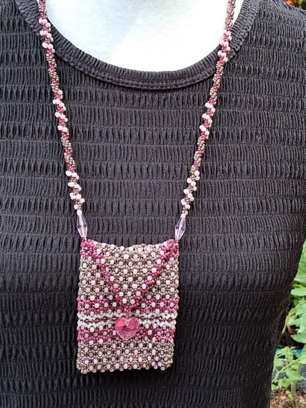 Handcrafted Seed Bead Amulet Medicine Pouch Necklace